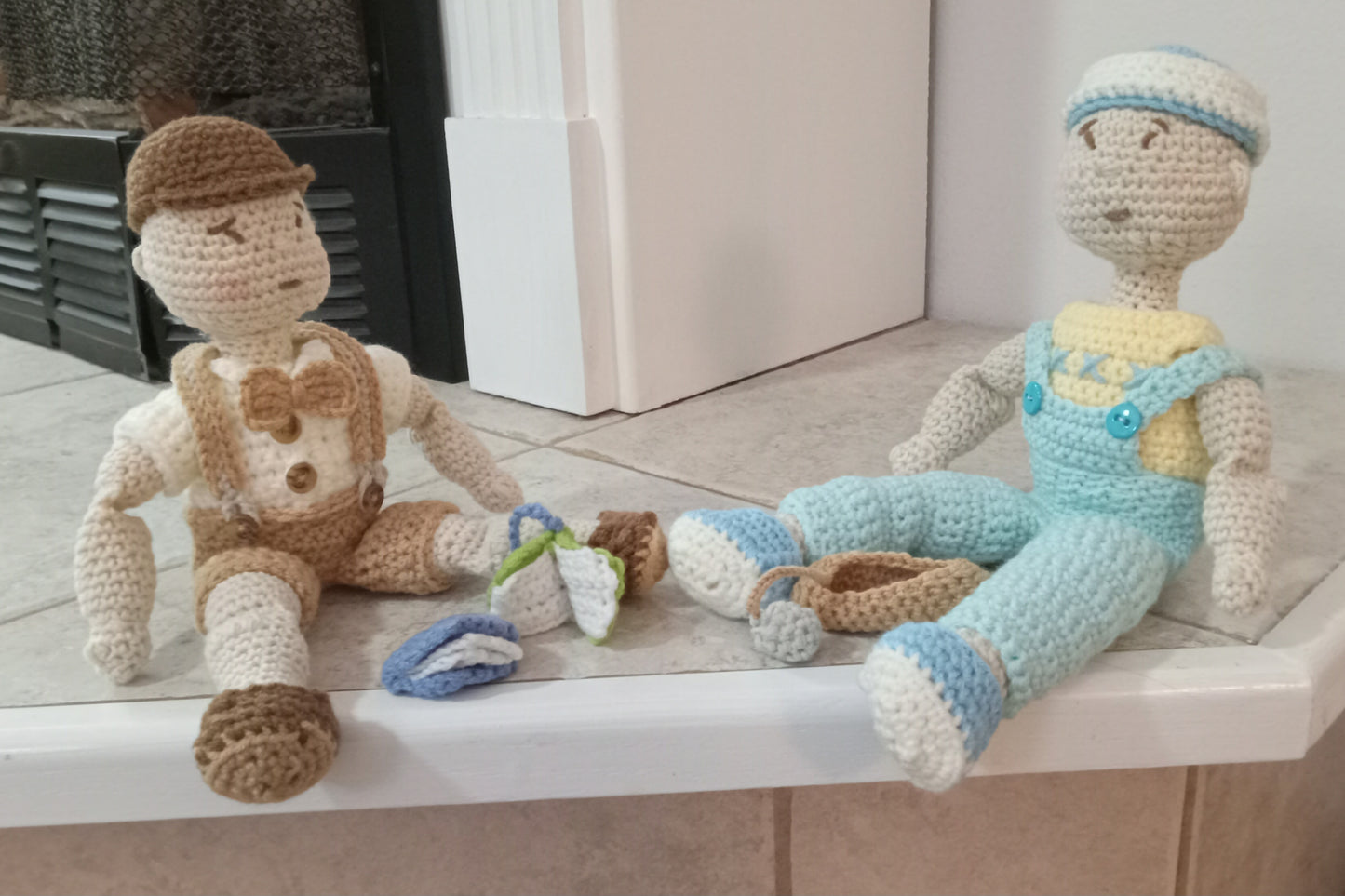 Crochet Boy Twins Doll Overall Sets Pattern for "Boy Twins Doll"