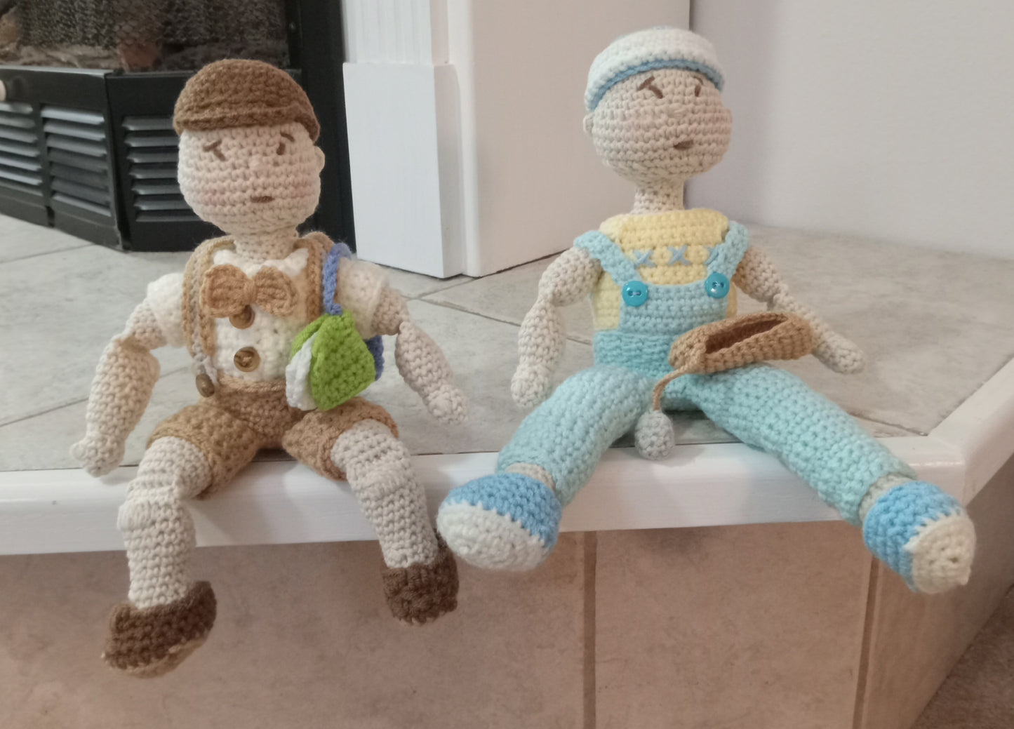 Crochet Boy Twins Doll Overall Sets Pattern for "Boy Twins Doll"