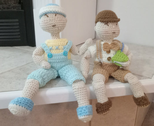 Crochet Boy Twins Doll Overall Sets Pattern for "Boy Twins Doll"