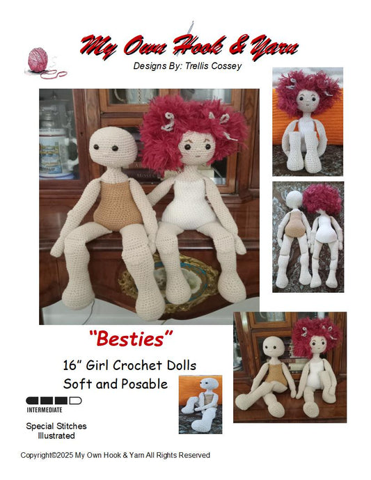 Crochet Girl 16" Doll Pattern "Besties"